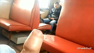 cumshot masturbation in bus train subway flash