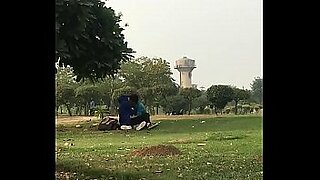 guy watching while guy strokes his cock in car at public park