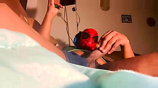 asian girl rides man tied in bed