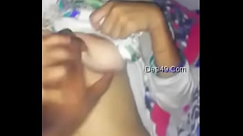 sucking boobs by herself