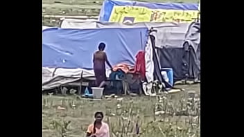 indian girl bathing