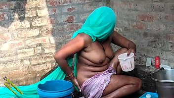 indian girl bathing